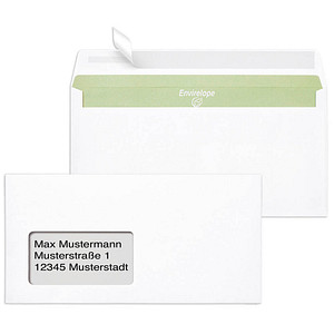 MAILmedia Briefumschläge Envirelope® DIN lang mit Fenster recycling-weiß haftklebend 1.000 St.