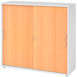 Hammerbacher Schiebetürenschrank V1752/V1753 V1753S/W/6/RE, abschließbar, 3 OH, weiß/buche, 120x110x40cm (BxHxT) 4032062318966 Hammerbacher