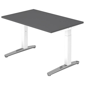 Hammerbacher Schreibtisch VXB, manuell höhenverstellbar, 85cm (H), 120x80cm (BxT), graphit / weiß 4032062324226 Hammerbacher 2 Stück