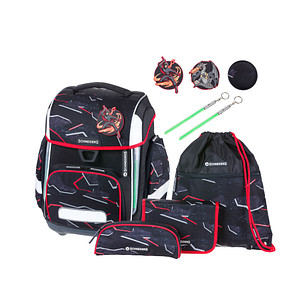 9002638229274 - Schulranzen-Set Ergolite Dragon Hero Kunstfaser schwarz rot