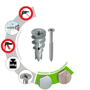 4049563001358 - TOX Gipskarton-Dübel GD37-4 mit Schraube 45x50 6810104 (Inhalt 50 Stück) 4049563001358 - TOX Gipskarton-Dübel GD37-4 mit Schraube 45x50 6810104 (Inhalt 50 Stück)
