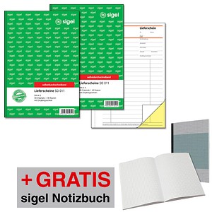 4004360775987 - Formularbuch Set T1229 2 x Lieferscheine SD011 A5 4 x 40 Blatt selbstdurchschreibend + gratis Notizbuch SN200 A5 200 Seiten kariert