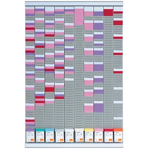 3147330004043 - T-Kartenplaner Jahresplaner 12 Module mit je 54 Schlitzen mit 1000 T-Karten in 10 Farben kaiserkraft