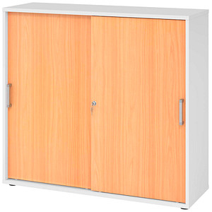 Hammerbacher Schiebetürenschrank V1752/V1753 V1753S/W/6/CE, abschließbar, 3 OH, weiß/buche, 120x110x40cm (BxHxT) 4032062318959 Hammerbacher