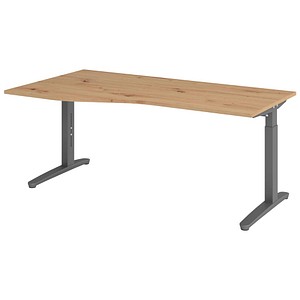 Hammerbacher Schreibtisch VXB, manuell höhenverstellbar, 85cm (H), 180x100cm (BxT), asteiche / graphit 4032062325971 Hammerbacher 4 Stück