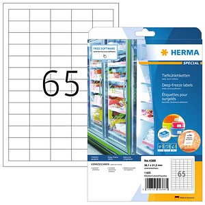 4008705043885 - HERMA Tiefkühletiketten A4 381x212 mm weiß Papier matt 1625 St - Weiß - Selbstklebendes Druckeretikett - A4 - Papier - Laser Inkjet - Dauerhaft