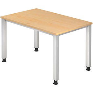 4032062004463 - Schreibtisch Q-Serie VQS12 3 manuell höhenverstellbar  120x80cm (BxT) rechteckig ahorn   Silber 4032062004463 Hammerbacher