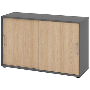 Hammerbacher Schiebetürenschrank V1752/V1753 V1752S/G/E/RE, abschließbar, 2 OH, graphit/eiche, 120x74,8x40cm (BxHxT) 4032062306284 Hammerbach