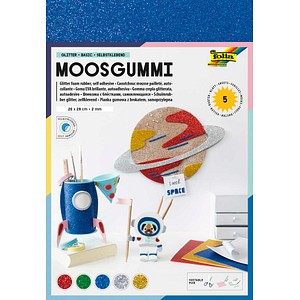 4001868055535 - Glitter-Moosgummi II 200 x 290 mm 5 Blatt sortiert