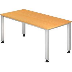 4032062004517 - Schreibtisch Q-Serie VQS16 6 manuell höhenverstellbar 160x80cm (BxT) rechteckig buche Silber 4032062004517 Hammerbacher 4032062004517 - Schreibtisch Q-Serie VQS16 6 manuell höhenverstellbar 160x80cm (BxT) rechteckig buche Silber 4032062004517 Hammerbacher