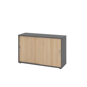 Hammerbacher Schiebetürenschrank V1752/V1753 V1752S/G/E/BM, abschließbar, 2 OH, graphit/eiche, 120x74,8x40cm (BxHxT) 4032062306222 Hammerbach