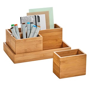 4003368253879 - - Aufbewahrungsbehälter Organizer 100% Bambus - 4 Elemente 28 x 177 x 11 cm