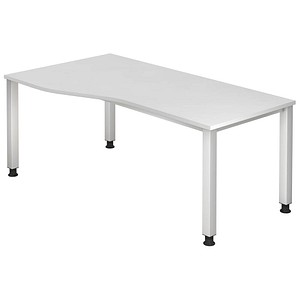4032062135310 - HAMMERBACHER QS18 höhenverstellbarer Schreibtisch weiß Trapezform 4-Fuß-Gestell silber 1800 x 800 1000 cm 4032062135310 - HAMMERBACHER QS18 höhenverstellbarer Schreibtisch weiß Trapezform 4-Fuß-Gestell silber 1800 x 800 1000 cm