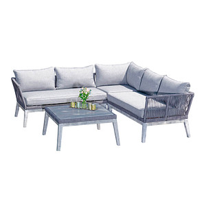 4028041973318 - Lounge-Gruppe Bella Ecksofa 2teilig mit Tisch Alu Akazienholz KS-Polyrope inclK