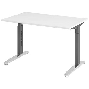 4032062172360 - VXB012 höhenverstellbarer Schreibtisch weiß rechteckig C-Fuß-Gestell grau 1200 x 800 cm