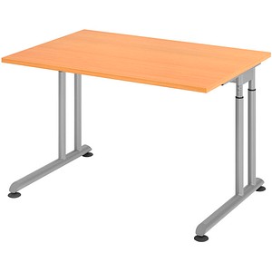 4032062183236 - HAMMERBACHER ZS12 höhenverstellbarer Schreibtisch buche rechteckig C-Fuß-Gestell silber 1200 x 800 cm
