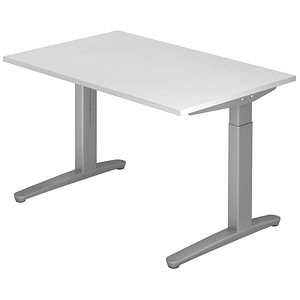 4032062169322 - eurokraft pro ANNY - Schreibtisch mit C-Fußgestell höhenverstellbar 650 - 850 mm Breite 1200 mm weiß   alusilber