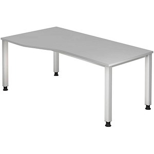 4032062004531 - HAMMERBACHER QS18 höhenverstellbarer Schreibtisch lichtgrau Trapezform 4-Fuß-Gestell silber 1800 x 800 1000 cm