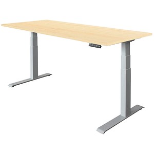 HAMMERBACHER XDKB19 elektrisch höhenverstellbarer Schreibtisch ahorn rechteckig, C-Fuß-Gestell silber 180,0 x 80,0 cm