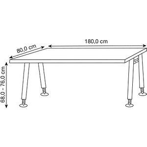 4032062321782 - Schreibtisch VAS manuell höhenverstellbar 76cm (H) 180x80cm (BxT) Graphit   silber 4032062321782 Hammerbacher