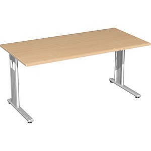 4038933411279 - Flex Schreibtisch buche rechteckig C-Fuß-Gestell silber 1600 x 800 cm