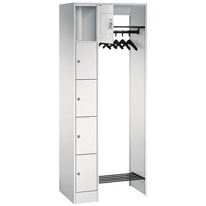 CP Garderobe mit Schließfächern lichtgrau 80700-00 S10000, 5 Schließfächer 74,0 x 48,0 x 195,0 cm