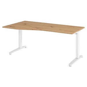 Hammerbacher Schreibtisch VXB, manuell höhenverstellbar, 85cm (H), 180x100cm (BxT), asteiche / weiß 4032062326138 Hammerbacher 4 Stück
