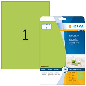 4008705051514 - NEON Etiketten GRÜN 5151 210 x 297 mm SuperPrint 4008705051514 5151 20 Blatt