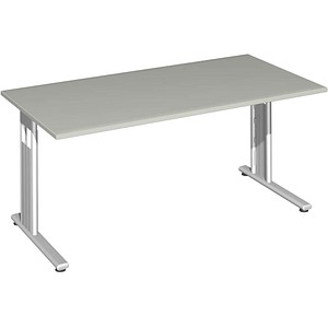 4038933411286 - Flex Schreibtisch lichtgrau rechteckig C-Fuß-Gestell silber 1600 x 800 cm