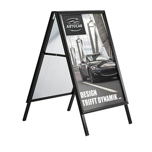 8698473830488 - Kundenstopper A1 spritzwassergeschützt beidseitig einsetzbar schwarz pulverbeschichtet