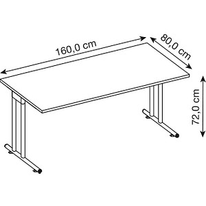 4032062011874 - Schreibtisch JENA C-Fuß Rechteck B 1600 x T 800 x H 720 mm Gestell alusilber Ahorn-Dekor 4032062011874 - Schreibtisch JENA C-Fuß Rechteck B 1600 x T 800 x H 720 mm Gestell alusilber Ahorn-Dekor