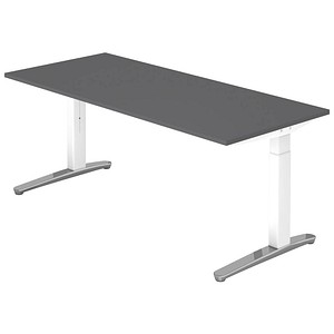 Hammerbacher Schreibtisch VXB, manuell höhenverstellbar, 85cm (H), 180x80cm (BxT), graphit / weiß 4032062324240 Hammerbacher 3 Stück