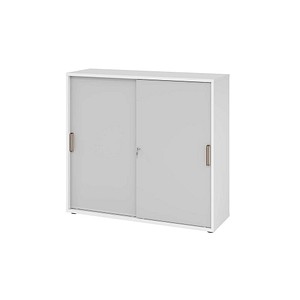 Hammerbacher Schiebetürenschrank V1752/V1753 V1753S/W/5/SG, abschließbar, 3 OH, weiß/grau, 120x110x40cm (BxHxT) 4032062319079 Hammerbacher