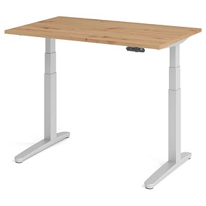4032062189030 - HAMMERBACHER XBHM12 elektrisch höhenverstellbarer Schreibtisch asteiche rechteckig C-Fuß-Gestell silber 1200 x 800 cm