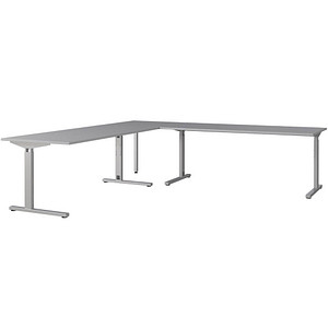 4005949794122 - GERMANIA Profi 20 Schreibtisch lichtgrau L-Form C-Fuß-Gestell silber 2400 x 2400 cm 4005949794122 - GERMANIA Profi 20 Schreibtisch lichtgrau L-Form C-Fuß-Gestell silber 2400 x 2400 cm