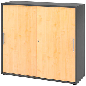 Hammerbacher Schiebetürenschrank V1752/V1753 V1753S/G/3/RE, abschließbar, 3 OH, graphit/ahorn, 120x110x40cm (BxHxT) 4032062319147 Hammerbache