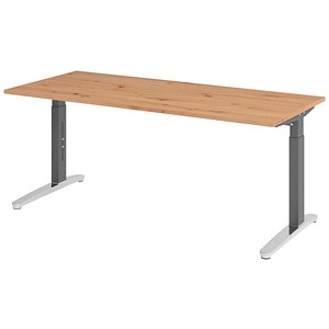 Hammerbacher Schreibtisch VXB, manuell höhenverstellbar, 85cm (H), 180x80cm (BxT), asteiche / graphit 4032062191446 Hammerbacher 3 Stück