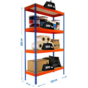 8435104922620 -  Schwerlastregal ECOFORTE 1204-4 458100047201244 orange blau 1200 x 450 x 2000 cm 8435104922620 Simon Rack