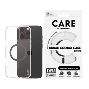 5715685004148 - 0 CARE by PanzerGlass® Flagship Case Transparent Urban Combat Schwarz MagSafe für iPhone 16 Pro Max