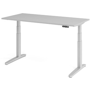 4032062168592 - Schreibtisch TOPAS LINE elektrisch höhenverstellbar C-Fuß B 1600 x T 800 x H 650-1300 mm lichtgrau alusilber + Memoryschalter Kabelkanal