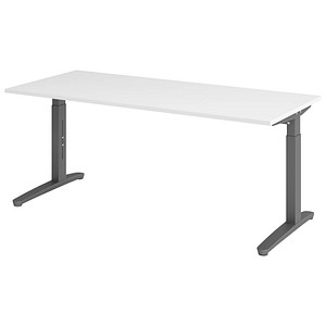 Hammerbacher Schreibtisch VXB, manuell höhenverstellbar, 85cm (H), 180x80cm (BxT), weiß / graphit 4032062172650 Hammerbacher 3 Stück