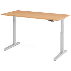 4032062168622 - HAMMERBACHER XBHM16 elektrisch höhenverstellbarer Schreibtisch buche rechteckig C-Fuß-Gestell silber 1600 x 800 cm 4032062168622 - HAMMERBACHER XBHM16 elektrisch höhenverstellbarer Schreibtisch buche rechteckig C-Fuß-Gestell silber 1600 x 800 cm