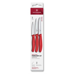 7613329191880 - 3 VICTORINOX Gemüsemesser Swiss Classic silber rot 7613329191880 - 3 VICTORINOX Gemüsemesser Swiss Classic silber rot
