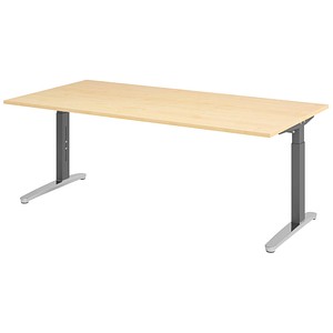 Hammerbacher Schreibtisch VXB, manuell höhenverstellbar, 85cm (H), 200x100cm (BxT), ahorn / graphit 4032062170786 Hammerbacher 5 Stück