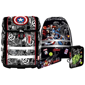 4017245965908 - Schulranzen-Set PERFECTO MARVEL AVENGERS Kunstfaser schwarz