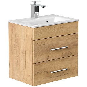 4251982679081 - POSSEIK Waschbecken mit Unterschrank PORTUS SLIMLINE 500 eiche gold 500 x 360 x 496 cm