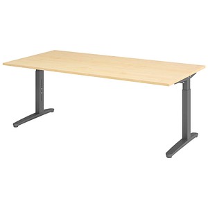 Hammerbacher Schreibtisch VXB, manuell höhenverstellbar, 85cm (H), 200x100cm (BxT), ahorn / graphit 4032062170779 Hammerbacher 5 Stück