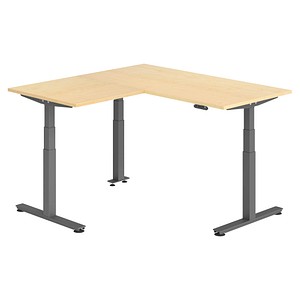 Hammerbacher Sitz-Steh-Schreibtisch VXDSM, elektrisch höhenverstellbar, 127cm (H), 160x160cm (BxT), ahorn / graphit 4032062327074 Hammerbache 6 Stück