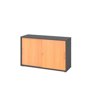 Hammerbacher Schiebetürenschrank V1752/V1753 V1752S/G/6/BS, abschließbar, 2 OH, graphit/buche, 120x74,8x40cm (BxHxT) 4032062319178 Hammerbach