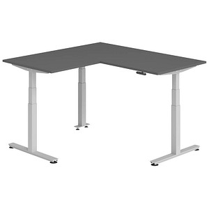 Hammerbacher Sitz-Steh-Schreibtisch VXDSM, elektrisch höhenverstellbar, 127cm (H), 160x160cm (BxT), graphit / silber 4032062327579 Hammerbach 6 Stück